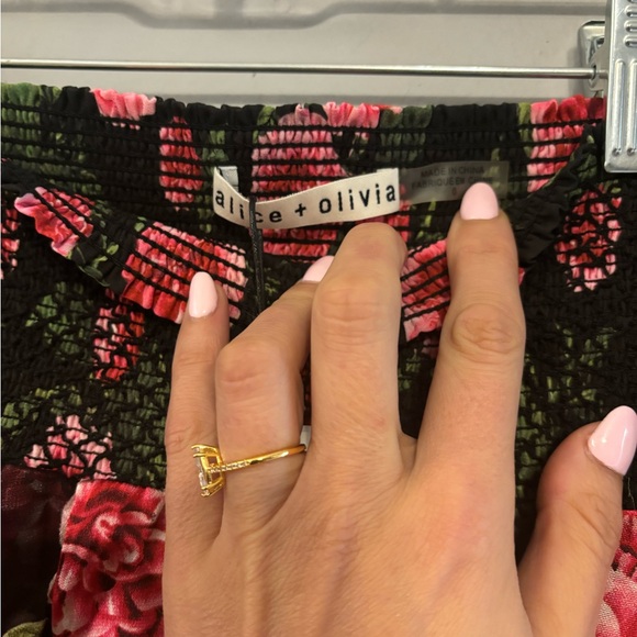 Alice + Olivia ​Zarya Asymmetrical Smocked Mini Skirt Size 0 NWT - Picture 10 of 11